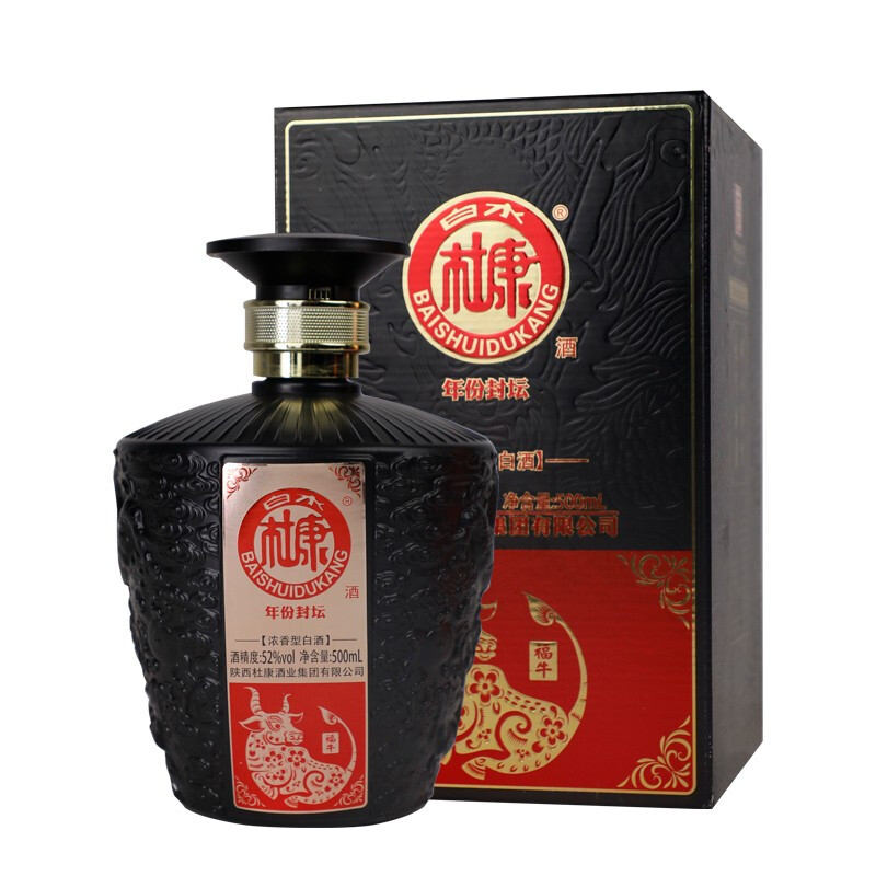 河南白水杜康年份封坛福牛酒口感浓香型52度白酒500ml单瓶装