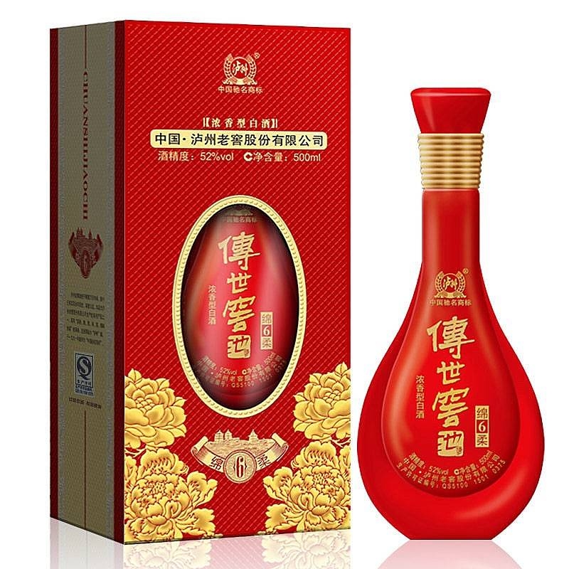 四川泸州老窖传世窖池绵柔6口感浓香型52度白酒500ml单瓶装