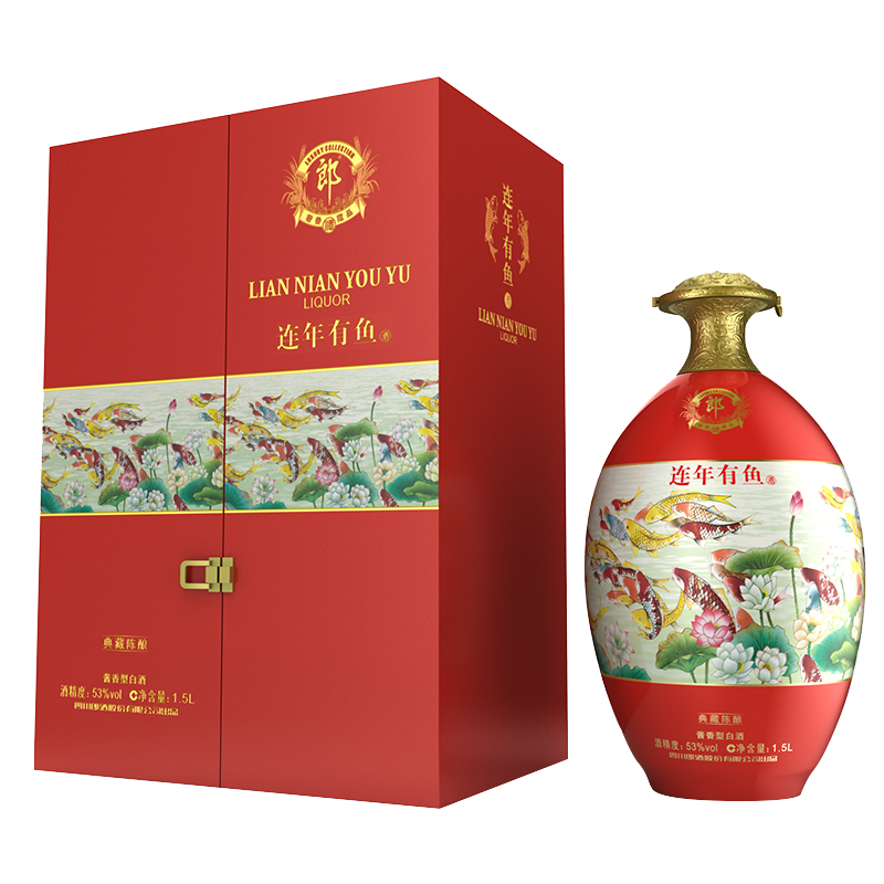 四川郎酒连年有鱼典藏陈酿口感酱香型53度白酒1500ml坛装