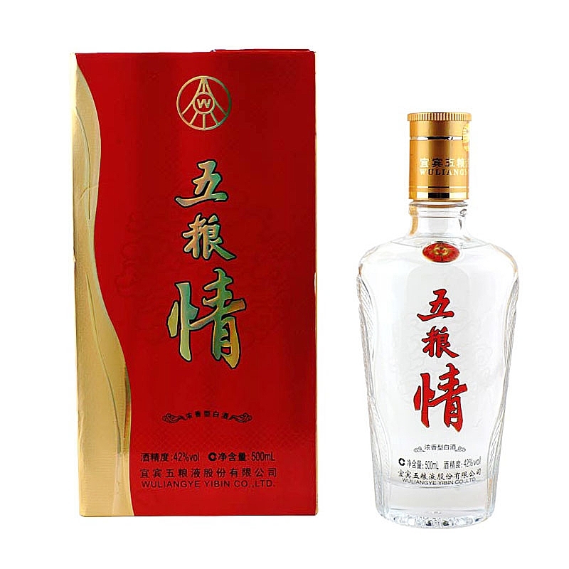 五粮液五粮情金装口感浓香型42度白酒500ml单瓶装