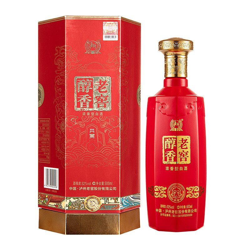 四川泸州老窖醇香共赏酒口感浓香型52度白酒500ml单瓶装