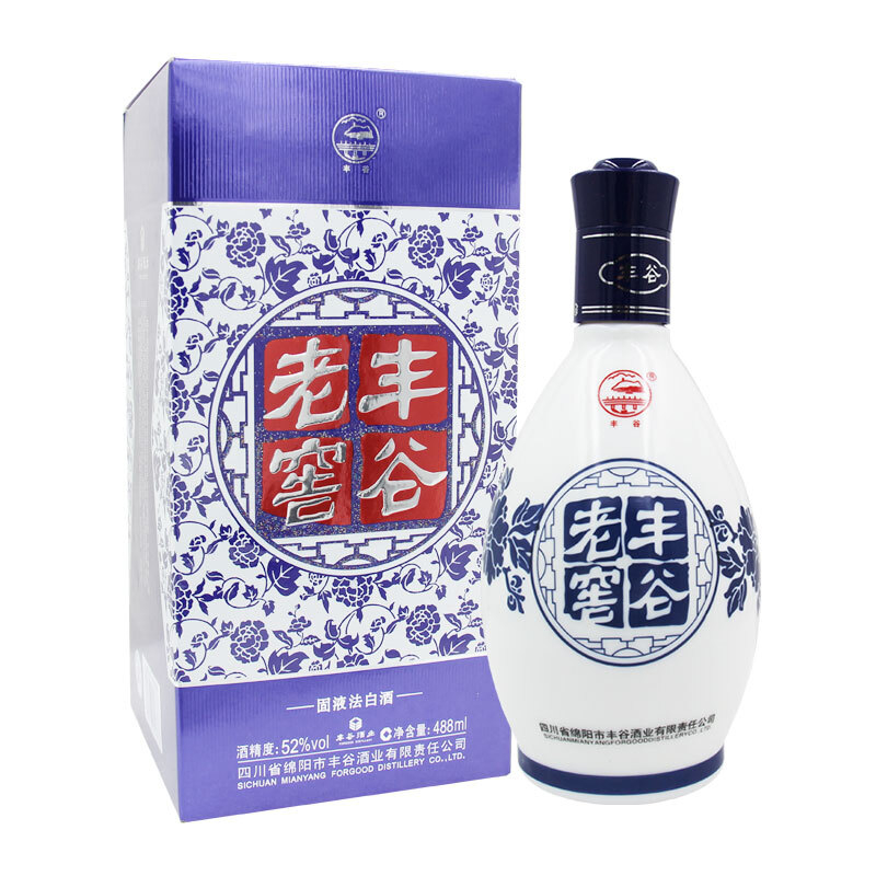 四川丰谷酒业丰谷老窖青花瓶52&deg;度浓香型488ml单瓶装