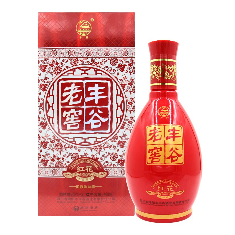 四川丰谷酒业丰谷老窖红花酒52度浓香型488ml单瓶装