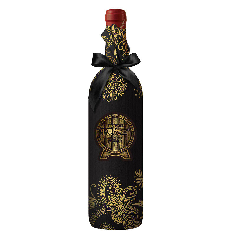 长城红酒华夏九二/92赤霞珠炫金版干红葡萄酒750ml单支装