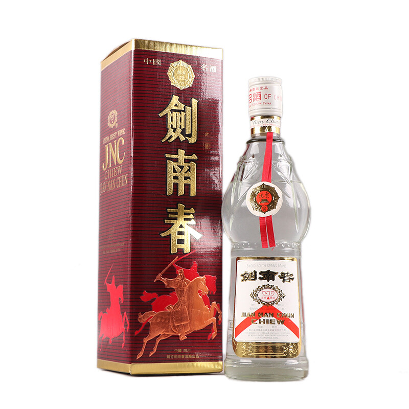 四川1990年白盖剑南春骑马外盒口感浓香型38度白酒500ml单瓶装