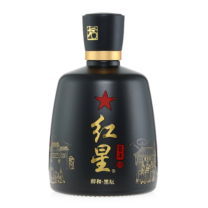 红星二锅头百年醇和黑坛52度兼香型白酒500ml