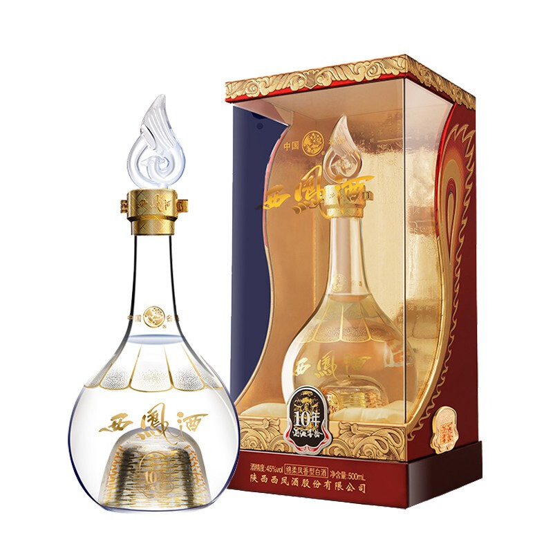 陕西西凤酒酒海窖龄10年口感绵柔凤香型45度白酒500ml单瓶装