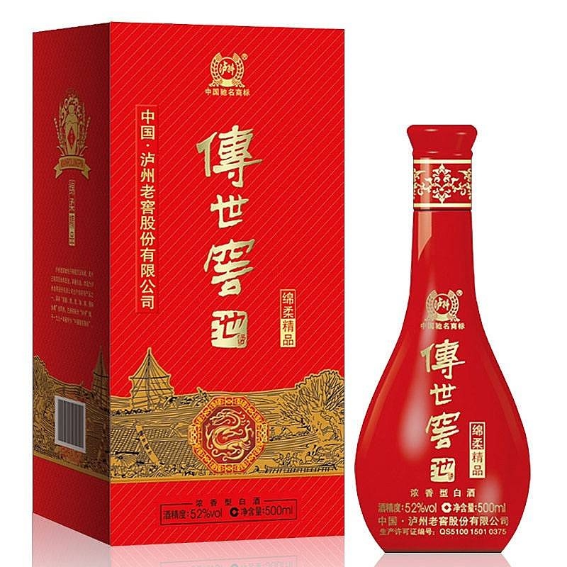 四川泸州老窖传世窖池绵柔精品口感浓香型52度白酒500ml单瓶装