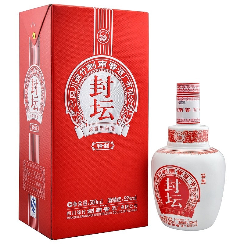 四川剑南春酒封坛精制口感浓香型52度白酒500ml单瓶装