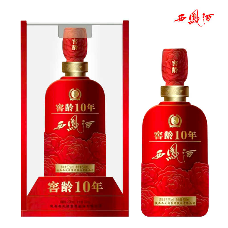 陕西西凤酒窖龄10年口感绵柔凤香型52度白酒500ml单瓶装
