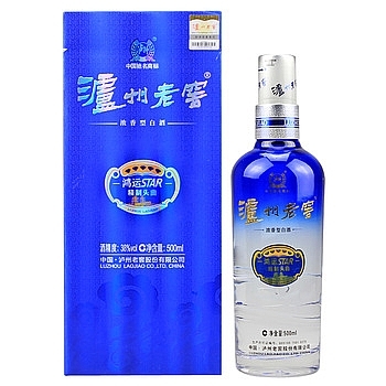四川泸州老窖鸿运star精制头曲蓝钻口感浓香型38度白酒500ml单瓶装