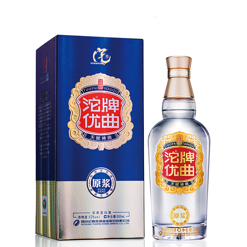 沱牌舍得沱牌优曲原浆52度浓香型白酒500ml单瓶装