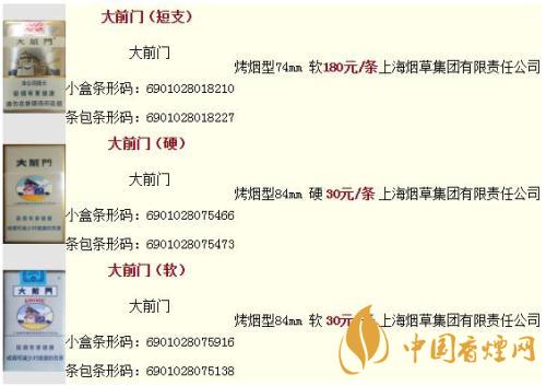 大前门软短1916香烟多少钱一包 大前门系列香烟价格2020