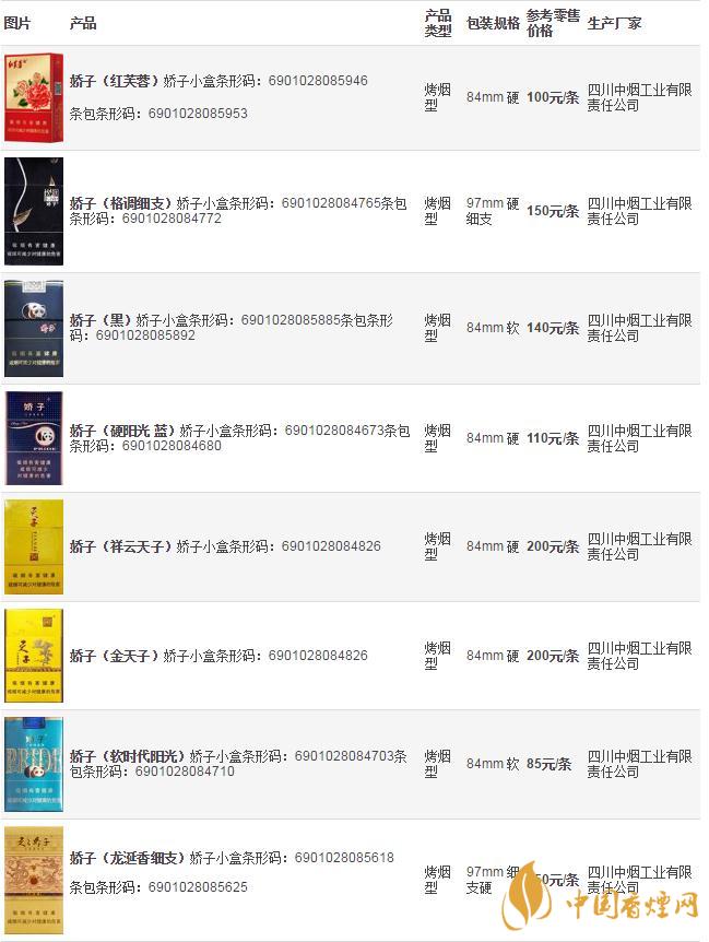 2020娇子香烟价格表大全 娇子格调多少钱一包