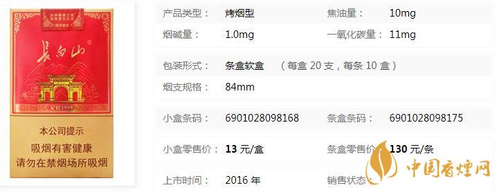 长白山记忆1999软包多少钱 长白山记忆1999价格表查询
