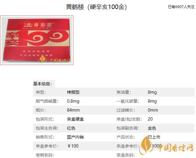 黄鹤楼辛亥100系列香烟价格 黄鹤楼辛亥100系列多少钱2021