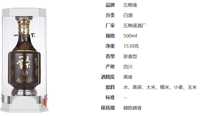 2021一尊天下珍品30多钱一瓶 五粮液一尊天下珍品30价格