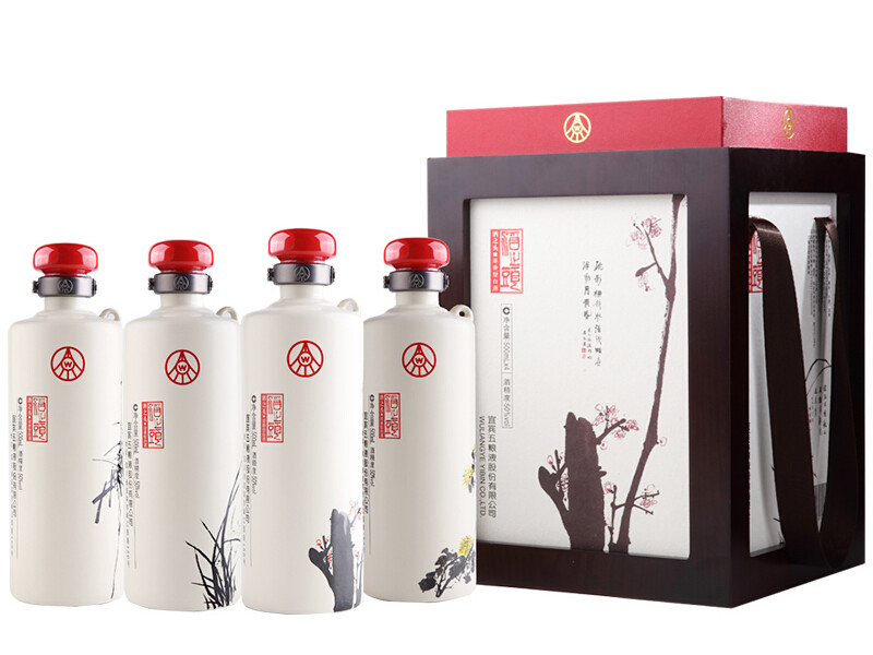 五粮液梅兰竹菊50度浓香型白酒500ml套装