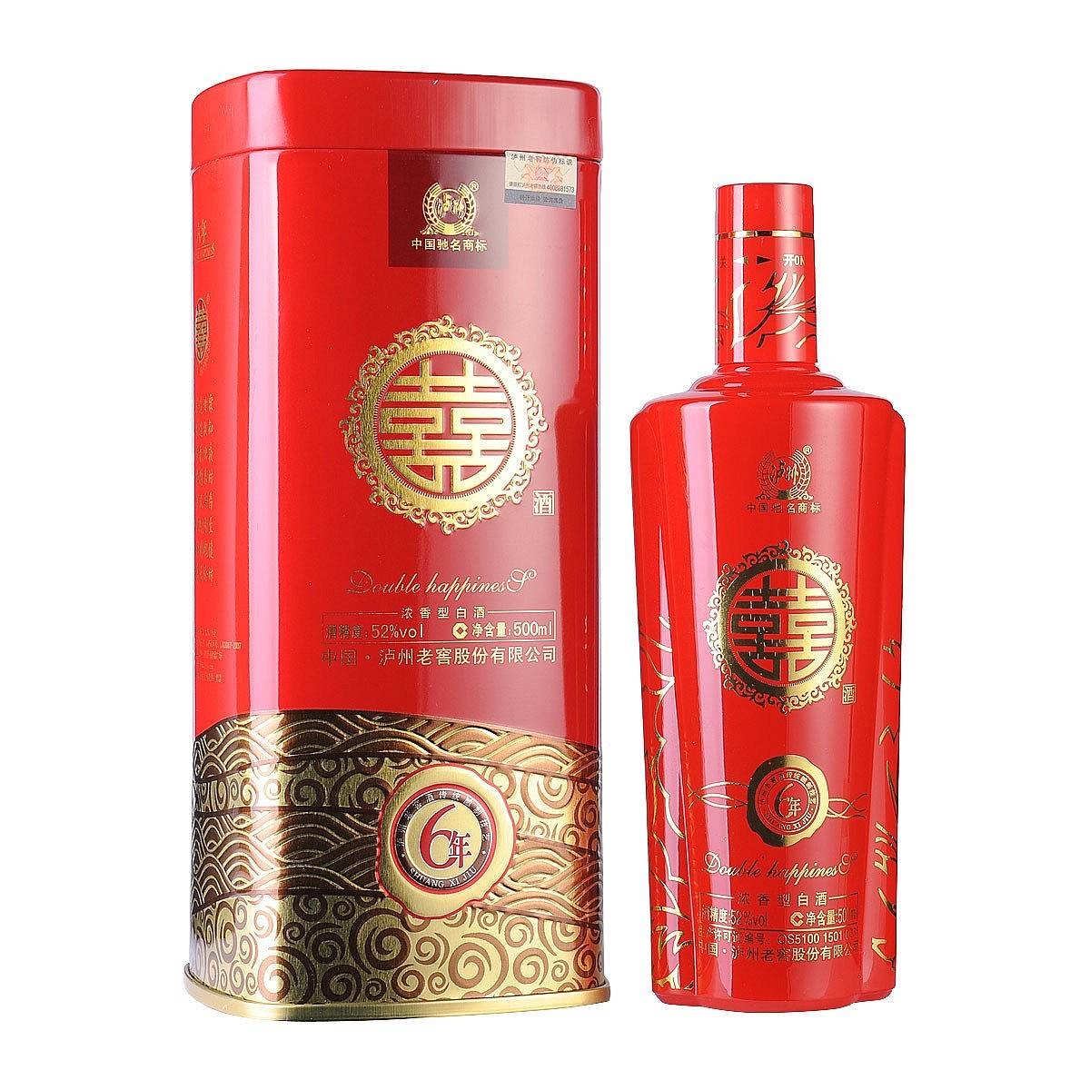 四川泸州老窖6年双喜酒口感浓香型52度白酒500ml单瓶装