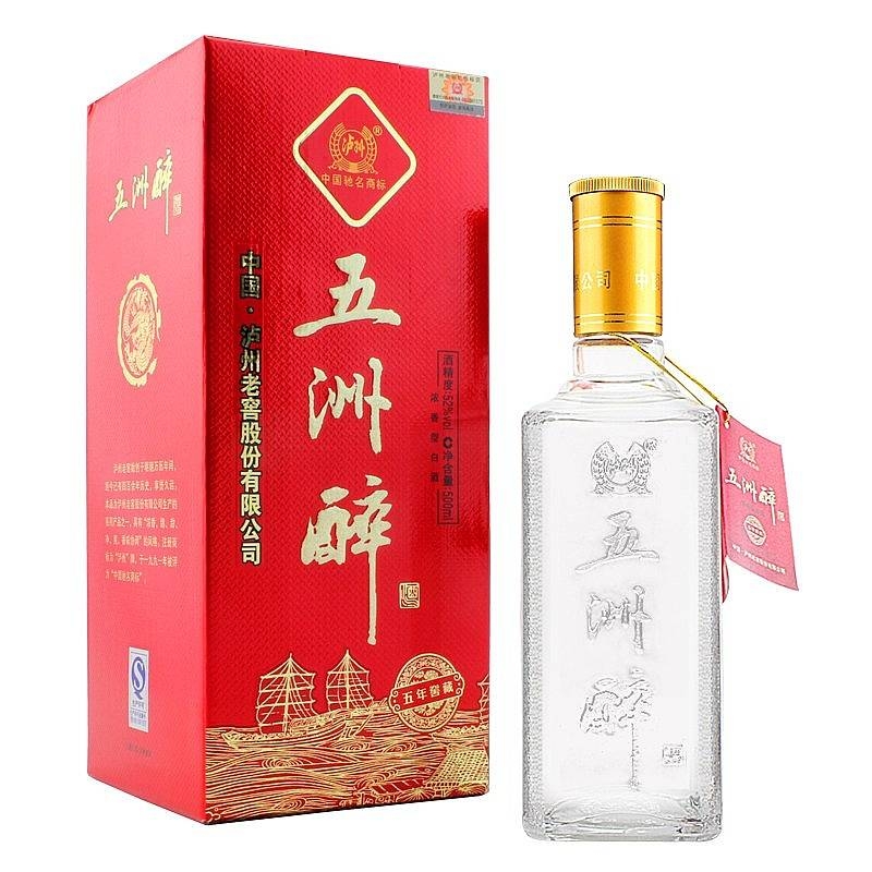 四川泸州老窖五洲醉5年窖藏口感浓香型52度白酒500ml单瓶装
