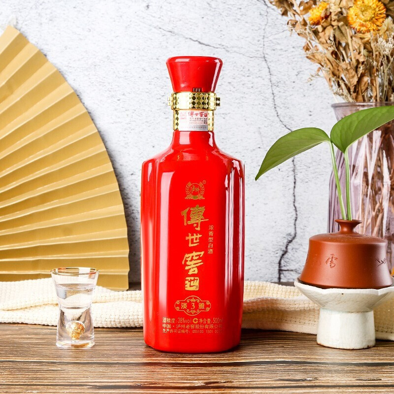 四川泸州老窖传世窖池淡雅3口感浓香型38度白酒500ml单瓶装