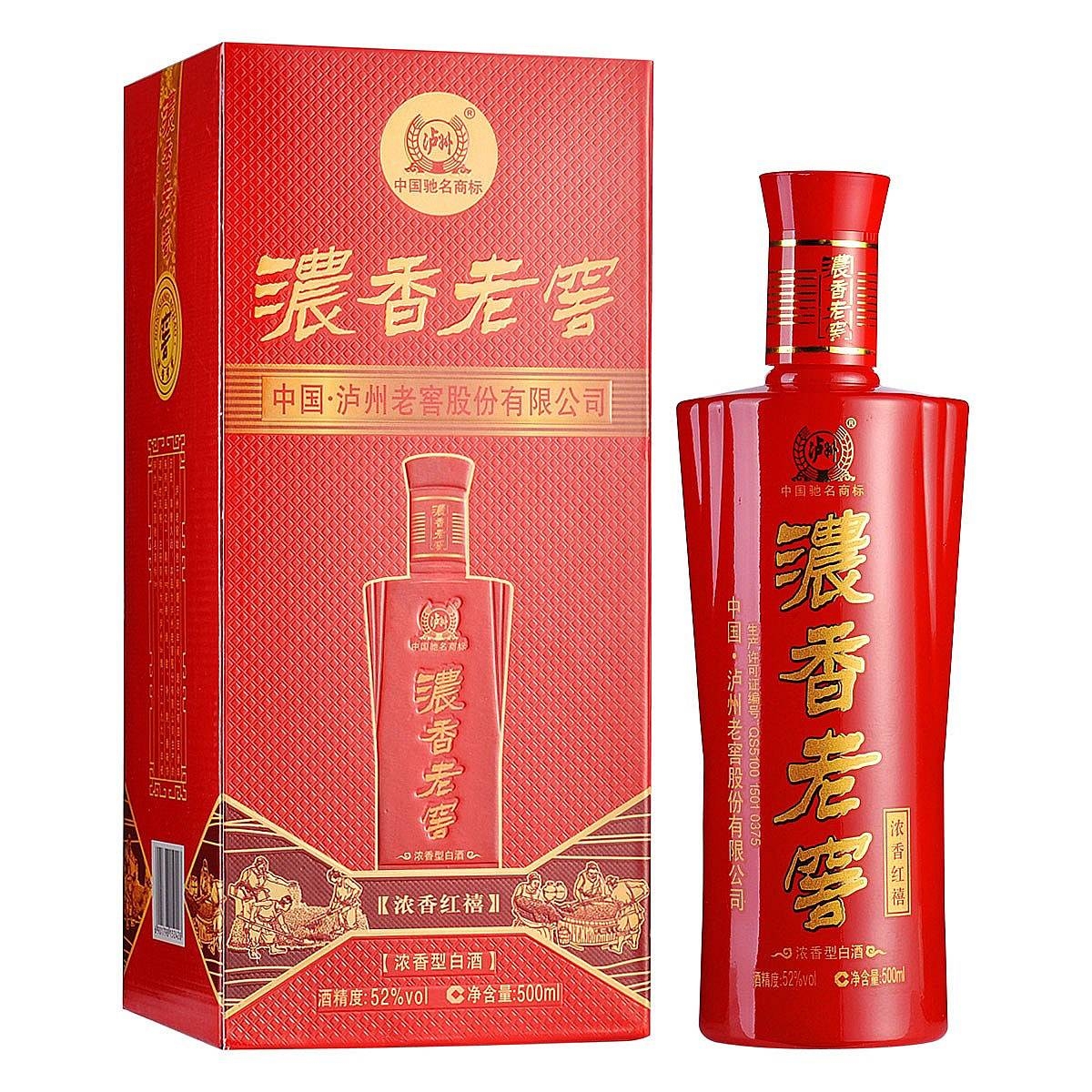 四川泸州老窖浓香红禧口感浓香型52度白酒500ml单瓶装