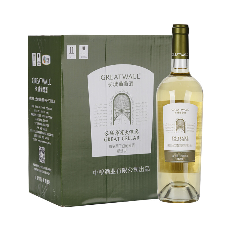 长城红酒华夏大酒窖精选级霞多丽干白葡萄酒750ml单支装
