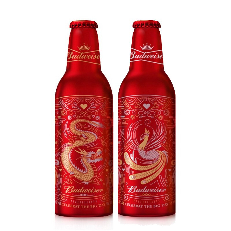 百威（Budweiser）新年定制新婚龙凤呈祥铝瓶355ml*12瓶一箱单瓶