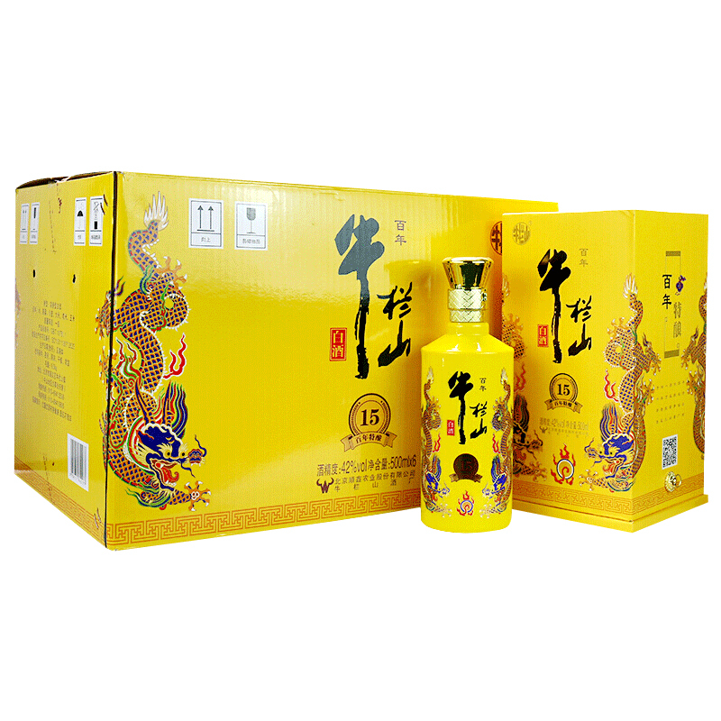 牛栏山酒业小黄龙百年特酿15 42度浓香型白酒500ml