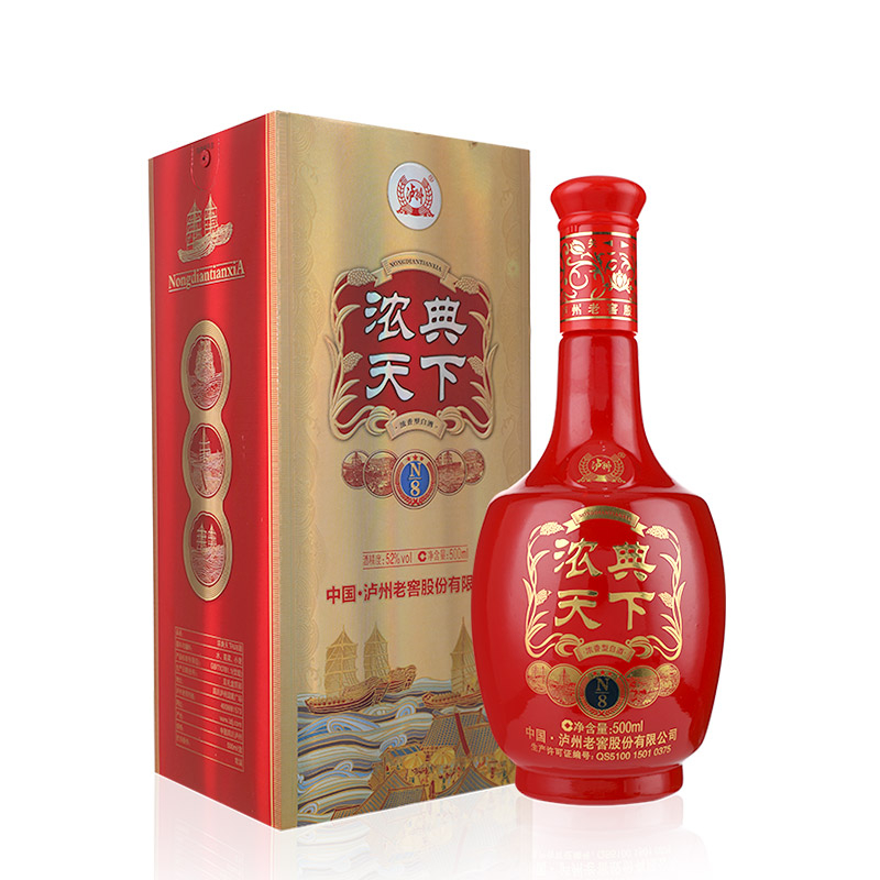 四川泸州老窖浓典天下口感浓香型52度白酒500ml单瓶装