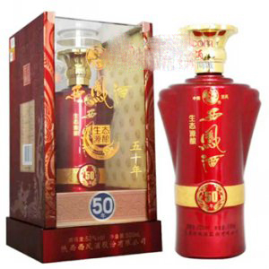 陕西西凤酒生态源酿50年口感凤香型52度白酒500ml单瓶装