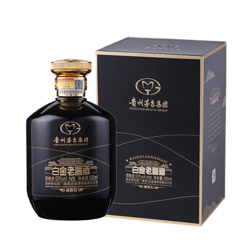 贵州茅台集团白金老酱酒N5黑金口感酱香型53度白酒500ml单瓶装