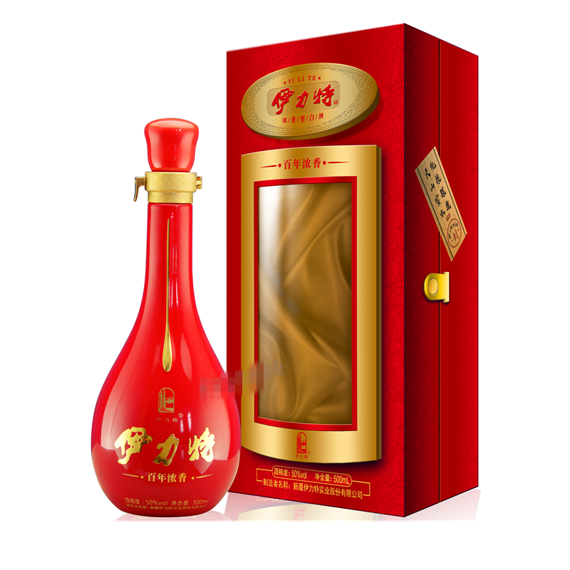 新疆伊力特红瓶百年浓香50度浓香型500ml单瓶装