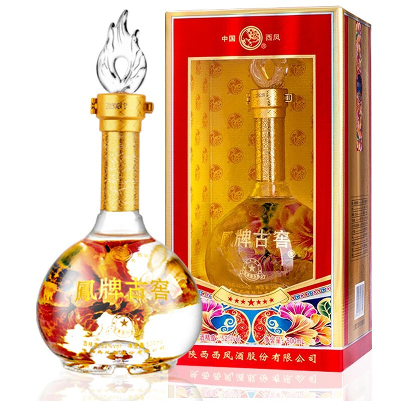 陕西西凤凤牌古窖七星口感浓香型52度白酒500ml单瓶装