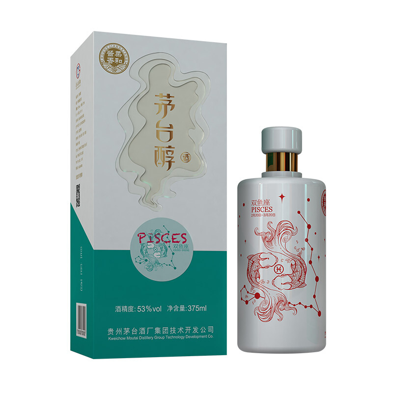 贵州茅台醇星座酒双鱼座53度酱香型白酒375ml单瓶