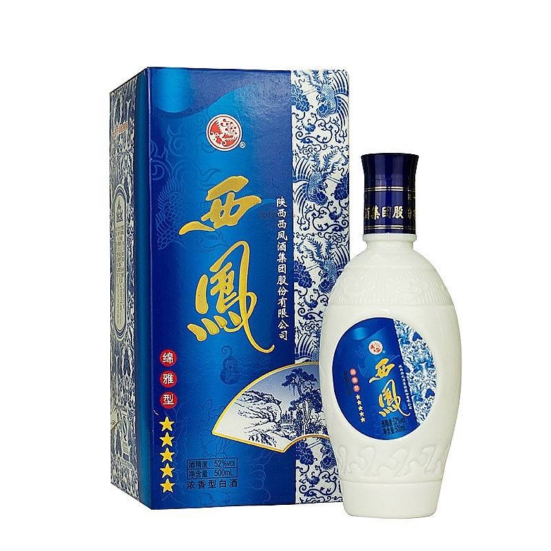 陕西西凤酒绵雅型5星口感绵柔凤香型52度白酒500ml单瓶装