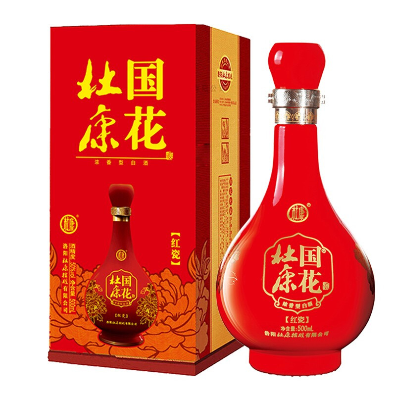 杜康国花杜康红瓷酒50&deg;度浓香型白酒500ml单瓶装