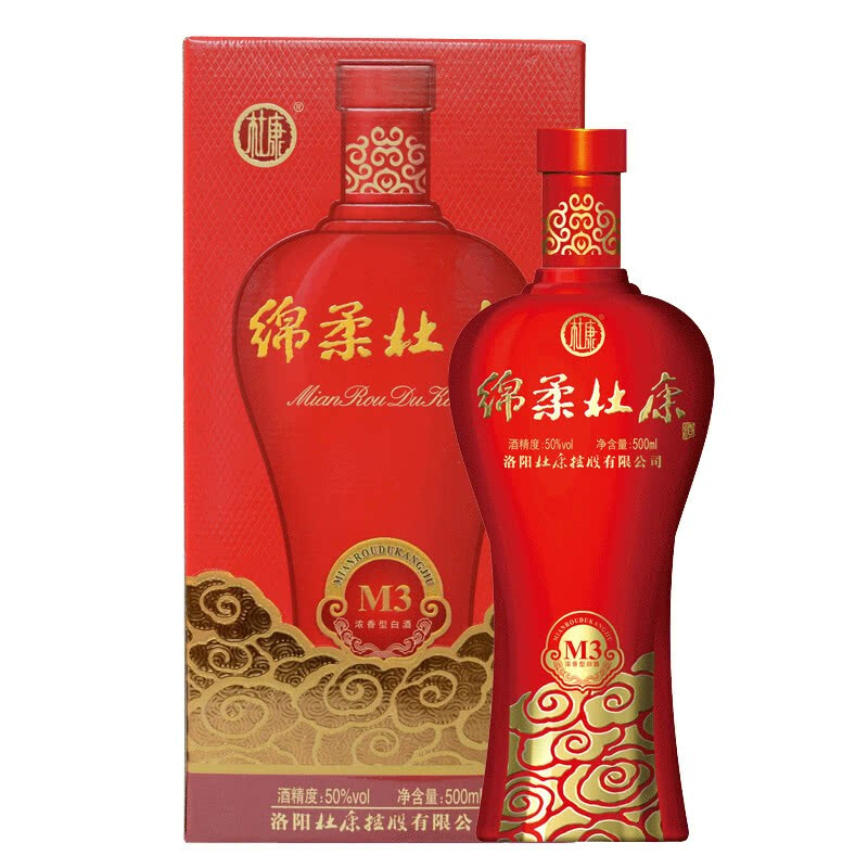 杜康50&deg;度绵柔杜康M3口感浓香型白酒500ml单瓶装